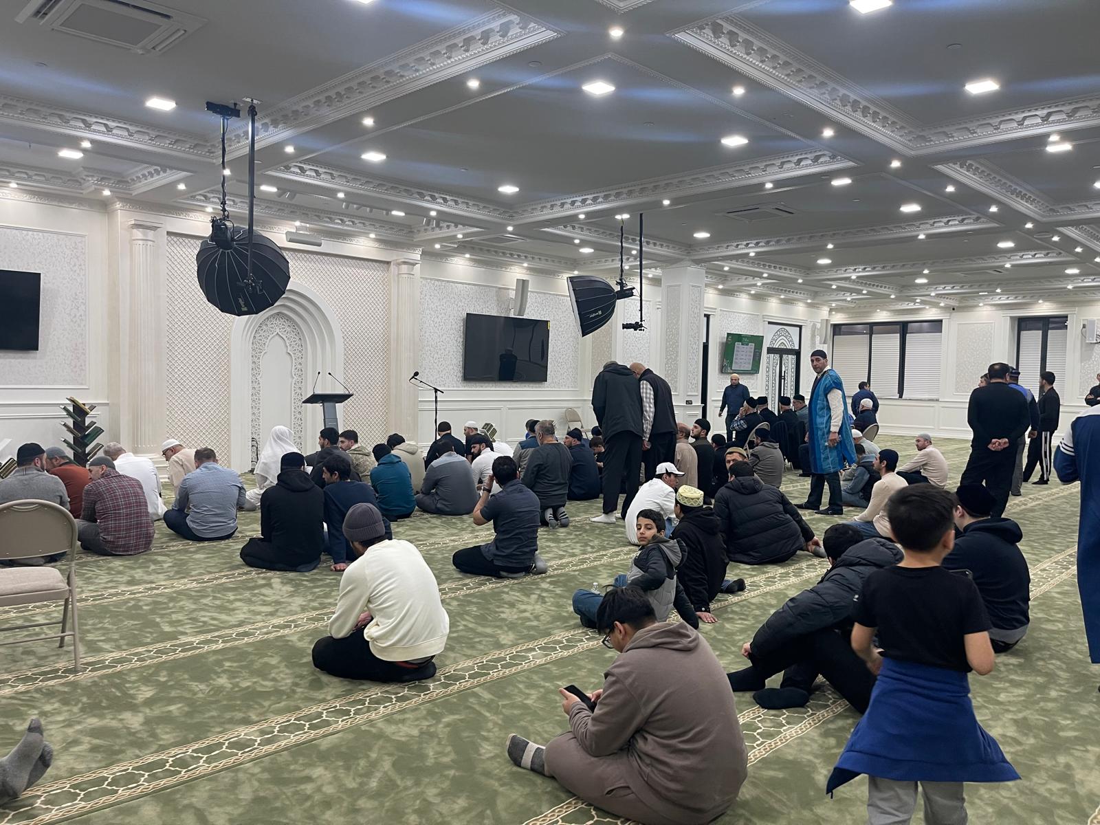 Sound and AV setup for a Friday Jumu'ah prayer gathering